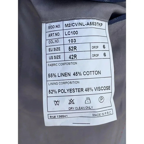 Gino Valentino Mens Hand Tailored Modern Fit Linen Blazer Sport Coat Gray Sz 42 - Picture 11 of 12